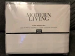 Modern Living Solid 300-THREAD Count King Sheet Set True White. Fixed Price $40.00.