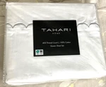 Tahari Queen 100% Cotton 400 Thread White Sheet Set Raised Embroidered Wave. Fixed Price $80.00.