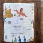 New Pottery Barn Kids Knights & Dragons Organic Full Sheet Set, Flannel. Fixed Price $99.99.