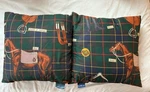 Vtg Ralph Lauren Tartan Equestrian Horse Riding Throw Pillows Set Of 2. Fixed Price $174.99.
