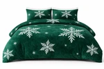 Christmas Snowflake Comforter Set King Size 2 Pillowcases Green Double Side 3PCS. Fixed Price $70.00.