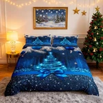 Christmas King Size Duvet Cover Set, Snowflake Xmas Bedding With Pillowcases. Fixed Price $46.27.