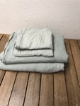 Casaluna California King 100% Linen Sheet Set Light Olive Green 112X104 Euc. Fixed Price $59.00.