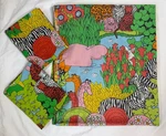 Vintage 3 Piece Utica Jp Stevens Jungle Sheet Includes 2 Cases & Full Flat. Fixed Price $98.50.