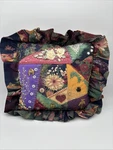 Crazy Quilt Square Pillow Embroidered Embellishments Ruffled Edge 8X8 Whimsy. Fixed Price $18.00.
