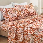 Horbaunal 4 Piece Bed Sheets Burnt Orange 16 Inch King (damask Pattern). Fixed Price $18.49.