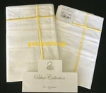 2 New Yves Delorme White Euro Shams Athena Mimosa Yellow Stripe Palace 500TC Nwt. Fixed Price $235.00.