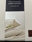 New Brooks Brothers 4 Pc King Sheet Set Linen Cotton Blend Natural Ecru Ivory. Fixed Price $120.00.