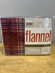 Vtg Martha Stewart Flannel Twin Sheet Set Red Plaid Lodge Camp 100% Cotton. Fixed Price $35.99.