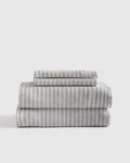 Nwot Quince European Linen Sheet Set Mist White Stripe 4 Piece Queen. Fixed Price $136.00.