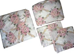 Vintage Sander Sales Victorian Lattice Roses Pink Floral (4P) Full Sheet Set. Fixed Price $47.20.