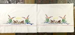 Vintage White Hand Embroidered Swans His & Hers Standard Pillow Case Set 2PC. Fixed Price $24.00.