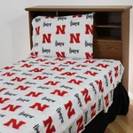 Everything Comfy Nebraska Cornhuskers Twin Sized 3 Piece Sheet Set, White Color. Fixed Price $93.99.