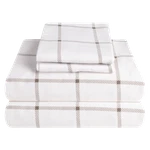 Bibb Home 4-PIECE Flannel Sheet Set Printed ((grey Checks, Twin). Fixed Price $30.23.