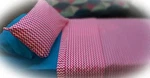 Won't Pop Off Twin / Xlong College Set, Fitted Sheet Blue Red Prints Solid. Fixed Price $58.58.