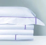 Yves Delorme White Queen Flat Sheet Athena Bruyere Purple 500TC Cotton France. Fixed Price $229.00.