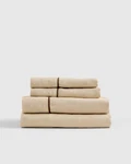 Bnwt Quince European Linen Piped Sheet Set Queen 4 Piece Oat Espresso New Tags. Fixed Price $134.00.