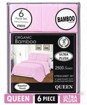 New 6 Piece Organic Bamboo Queen Size Sheet Set - Pink Deep Pockets, Egyptian. Fixed Price $39.99.