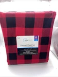 Mainstays Red And Black Squares Plaid 100% Cotton, Flannel Sheet Set, King. Fixed Price $40.00.