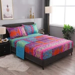 Bohemian Retro Bedding Set,boho -1 Fitted Sheet, Flat, 2 Queen, Red. Fixed Price $47.22.