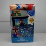 Franco Super Mario Twin Sheet Set, 3PC Microfiber Polyester Blue/multicolor. Fixed Price $20.00.
