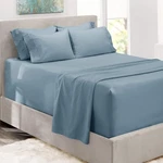 Hearth & Harbor Bed Sheets, Luxury Soft 6 Piece Queen, Blue. Fixed Price $45.33.