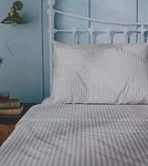 Cabbage & Roses London Queen Sheet Set 100% Cotton Pinstripe Linen, New. Fixed Price $79.99.