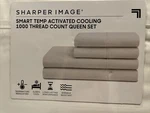 Sharper Image White Queen Set Smart Temp Activated Cooling 1000THREAD Count. Fixed Price $34.58.