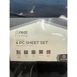 Real Living Microfiber 4 Piece Sheet Set Queen Black Anti-microbial LR202001. Fixed Price $14.99.