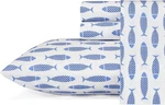 Nautica - Queen Sheet Set, Cotton Percale Bedding Crisp & Cool, Lightweight. Fixed Price $77.56.
