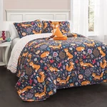 Lush Decor Pixie Fox Reversible Quilt Set, Twin, Navy & Orange - 3 Piece. Fixed Price $75.18.