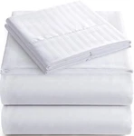 Italian Prestige Collection Striped Bed Sheet Set 1800 Queen, White. Fixed Price $28.17.