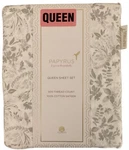 Papyrus Queen Sheet Set Floral Spray Gray 100% Cotton Sateen 300 Thread Count. Fixed Price $80.00.