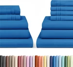 Royal Blue Split King Bed Sheets Set - 4 & 6 Piece Luxury Collection. Fixed Price $134.99.