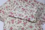 Eddie Bauer Home Twin Sheet Set With Matching Bed Skirt Tan W/pink Roses Florals. Fixed Price $36.00.