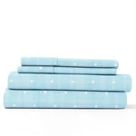 Ienjoy Home Ultra Soft Polkadot 4-PIECE Sheet Set, Lt. Blue, Queen. Fixed Price $19.99.