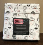 4PC Cynthia Rowley Valentine Cats Queen Sheet Set Kitten Red Hearts Bows. Fixed Price $54.98.