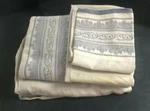 Portico Luxury Bedding King Size Sheet Set - Blue Scroll Border. Fixed Price $195.00.