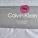 4 Pc Calvin Klein 270 Tc Cotton Percale Light Blue King Sheet Set Nip. Fixed Price $126.65.
