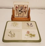 Sonoma Herb Garden Wall Plaque & Floral Tile Coaster Set Wood Holder Cottage. Fixed Price $15.99.