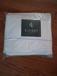 Ralph Lauren King Flat Sheet Elizabeth St Embroidered Blue Dot Ruffle Cotton New. Fixed Price $69.95.
