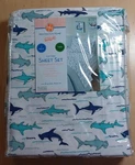 Huntington Home 100% Cotton Twin Sheet Set Shark Pattern Blue/green/white Nip. Fixed Price $19.95.