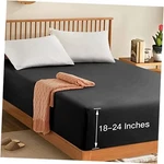 Manyshofu Extra Deep Pocket Fitted Sheet Only - 1800 Thread King Charcoal Black. Fixed Price $29.79.