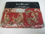 New Ralph Lauren Danielle Marseilles Red Floral Ruffled Flat Sheet - Full. Fixed Price $79.99.