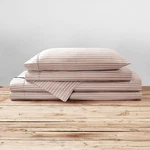 Brielle Home Printed 100% Cotton Percale Sheet Set, Twin, Spice Pinstripe. Fixed Price $41.99.