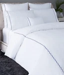 Nwt Yves Delorme White Flat Sheet Twin Sapphire Blue Zigzag Embroidery France. Fixed Price $109.00.
