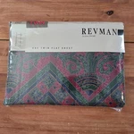 Revman No-iron Percale Twin Flat Sheet Baronet Red Green Blue Vintage Nip. Fixed Price $19.95.