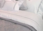 $335 New Yves Delorme White Queen Flat Sheet Grey Laurel Leaf Embroidery Palace. Fixed Price $199.00.