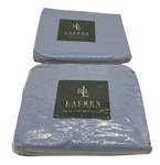 New Ralph Lauren Horizon Blue Cotton Full Flat Sheet Extra Deep Fitted Set. Fixed Price $94.45.