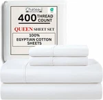 Egyptian Cotton Sheets Queen Size Bed Set, 400 Thread Count Lux. Fixed Price $94.99.